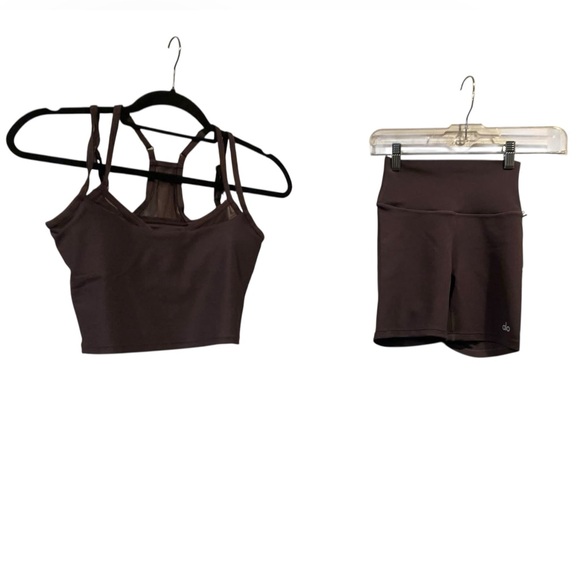 NWT Alo Yoga airlift energy shorts and double check bra RAISIN Size XXS/XS